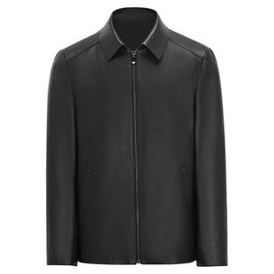 兽王2025新款秋季牛皮真皮男款皮夹克休闲商务修身翻领皮衣外套