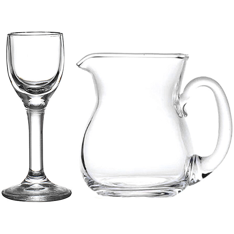 小酒杯一口杯玻璃加厚白酒分酒器量酒器家用烈酒杯白酒杯10套装
