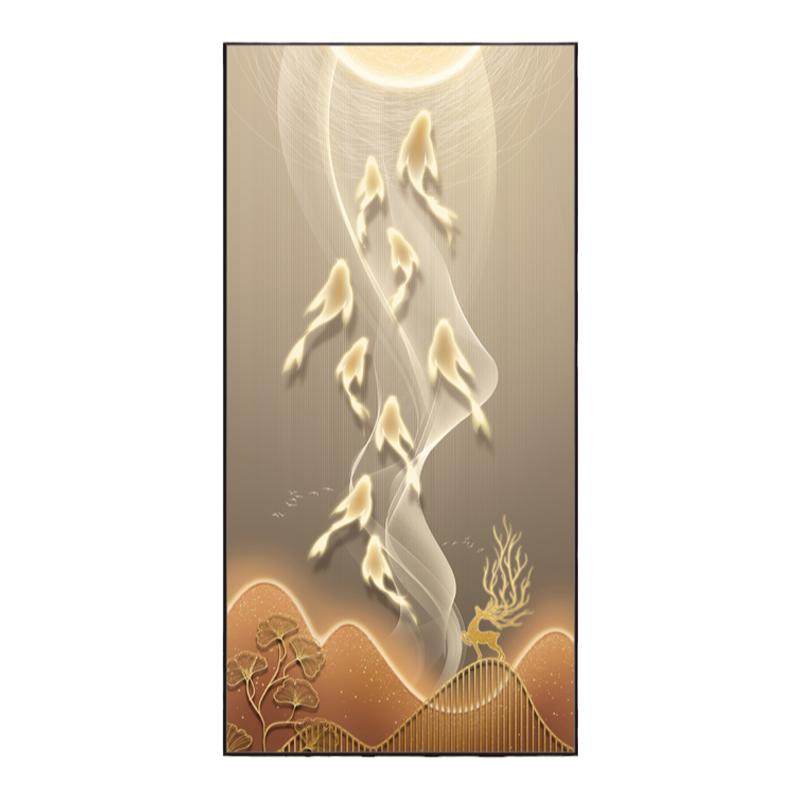 九鱼玄关门装饰画贴纸自粘3d立体壁画墙贴画入户过道客厅山水墙贴