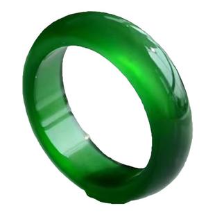 正品天然祖母绿玉髓指环戒指女玛瑙玉戒子小众玉石跑环包邮附证书