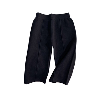 秋冬儿童加厚针织直筒裤女童休闲阔腿裤女宝宝外穿时尚九分裤外裤