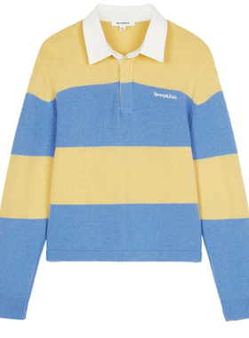 [秋冬新品]Sporty&Rich 女士学院拼色条纹70%羊绒Polo领针织毛衣