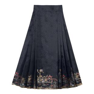 衡庐菊兔望月明制汉服女中秋冬日常妆花织金缎马面裙面料定制现货