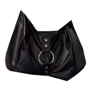 YUEN暗黑系复古机车宽肩带单肩通勤斜挎大容量挎包男女托特包通勤