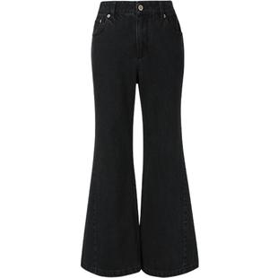 IIIVIVINIKO春夏新品复古宽松黑牛9分喇叭牛仔裤子女M311812205C