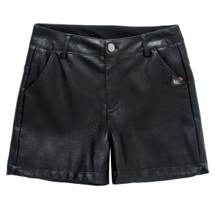 海宁真皮秋冬新款显瘦修身短裤女绣花绵羊皮短裤纯皮皮裤靴裤外穿