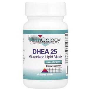 美国Nutricology微粒化酯化DHEA脱氢表雄酮25mg*60片卵巢早衰试管