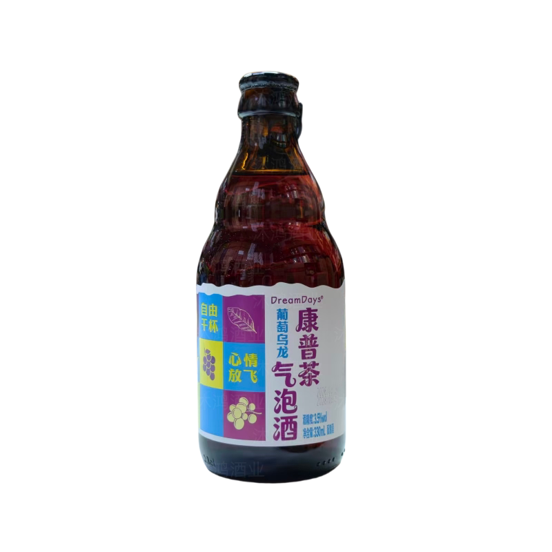 乳果那年康普茶气泡酒3.5度低度甜酒小瓶装女生晚安甜酒微醺330ml