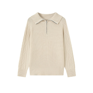 SHOKAY绣嘉【100牦牛绒】半拉链翻领加厚套衫本命年红毛衣冬季