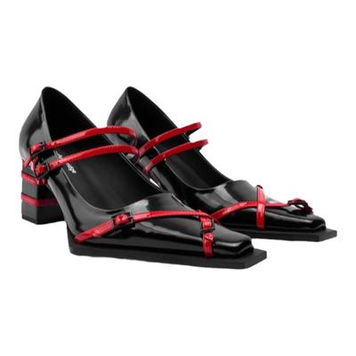 Colorful Bridge丨双绑带单鞋GOTH小方头玛丽珍鞋 中跟女士单鞋