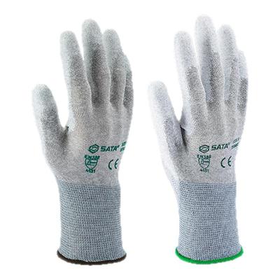 世达防静电手套劳保浸胶PU涂层掌浸防滑透气车间电子工厂SF0001-2