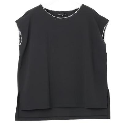 纯棉镶边圆领短袖针织衫商场同款