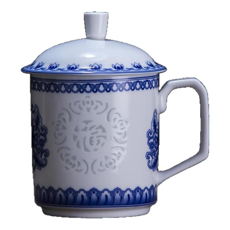 九楼阁青花玲珑陶瓷茶杯