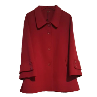 中式双面羊绒 a字版羊毛大衣短款正肩斗篷式方领洋气妈妈毛呢外套