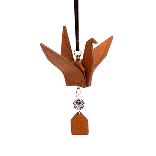 【喜乐长安】牛皮千纸鹤纳帕汽车挂件车载高级感饰品摆件保平安