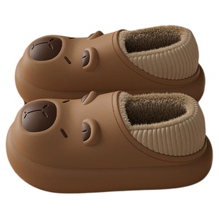 卡皮巴拉儿童棉拖鞋男童2025新款秋冬女宝宝室内防滑防水保暖棉鞋