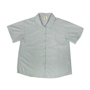 Punkhoo 日系条纹小清新短袖衬衫女夏季新款休闲宽松学生衬衣上衣