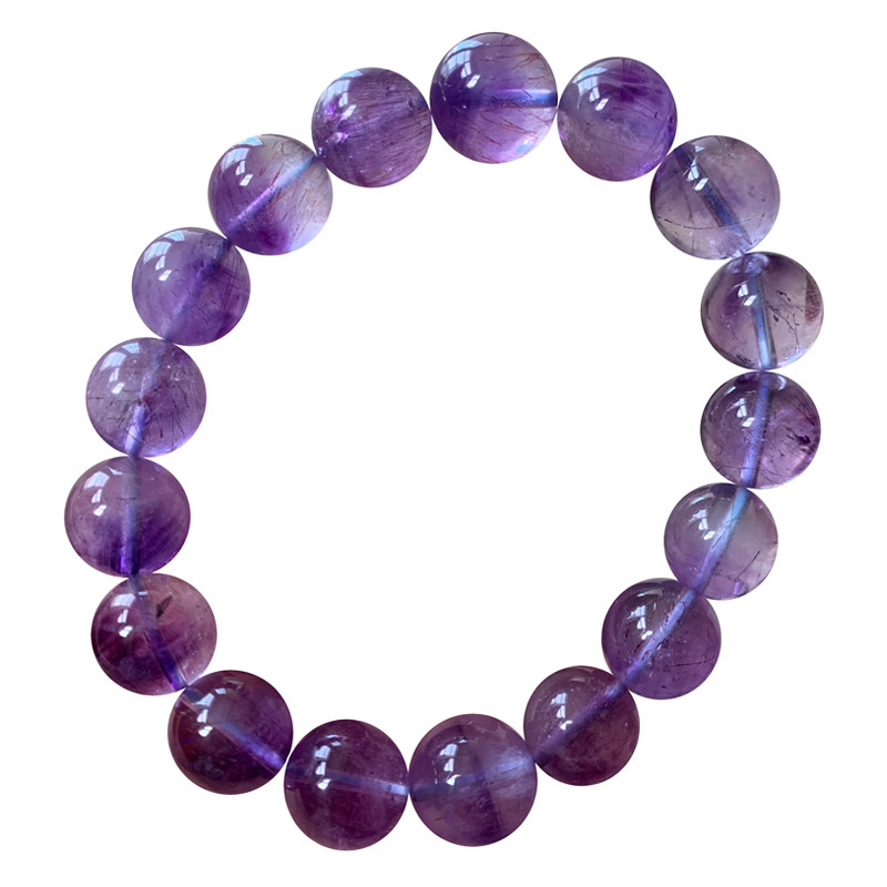 天然紫超七单圈水晶手链紫发晶女