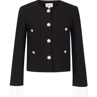 LAURELINE/洛瑞琳绵羊毛100%外套春季新款小香风轻奢时髦大衣女