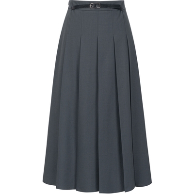 衣香丽影灰色学院风百褶裙女2025年冬装新款高腰显瘦垂感半身裙子