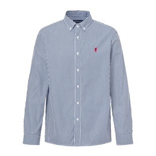 【特惠】POLOWALK男装长袖衬衫2025秋季新品100%棉条纹男士衬衣