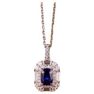 【SOOMI江上月卿】925银新款培育皇家蓝宝石吊坠经典百搭设计项链