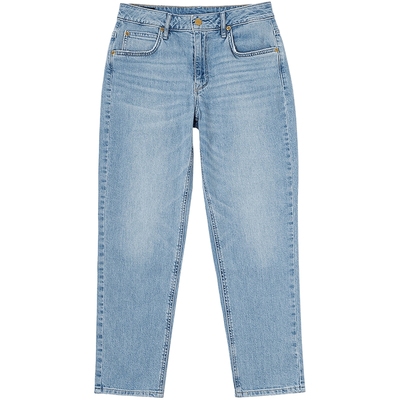 413标准高腰小直脚牛仔裤