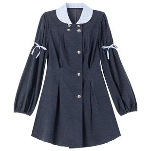 KEIKO 通勤法式泡泡袖连衣裙2026春季千金风亲肤磨毛收腰显瘦裙子