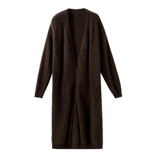 【慵懒闲适】1OO%绵羊毛 特殊拉毛工艺绒感长款针织开衫外套