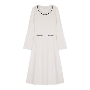 CRUSH Collection2025年冬季新款淡人穿搭花边圆领长袖针织连衣裙