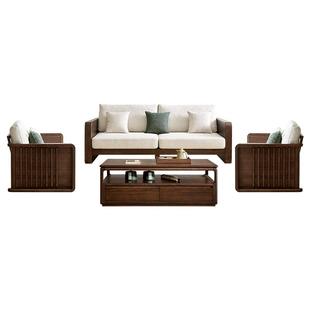 全友家居客厅直排沙发小户型新中式实木框架沙发家具软包可拆洗