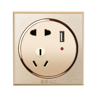 USB插座面板带开关手机支架面板86型墙壁家用5孔一开五孔插座套餐