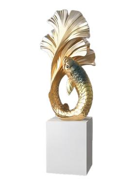 年年有余锦鲤鱼落地摆件家居饰品大堂展厅轻奢工艺品雕塑乔迁礼品