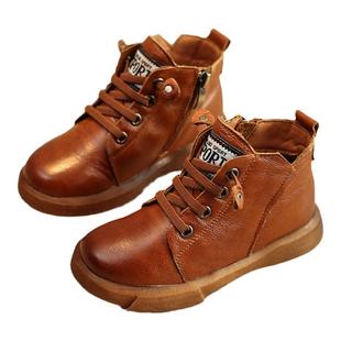 儿童马丁靴真皮男童皮鞋新款软底英伦风秋冬女童鞋子靴子童鞋棉靴