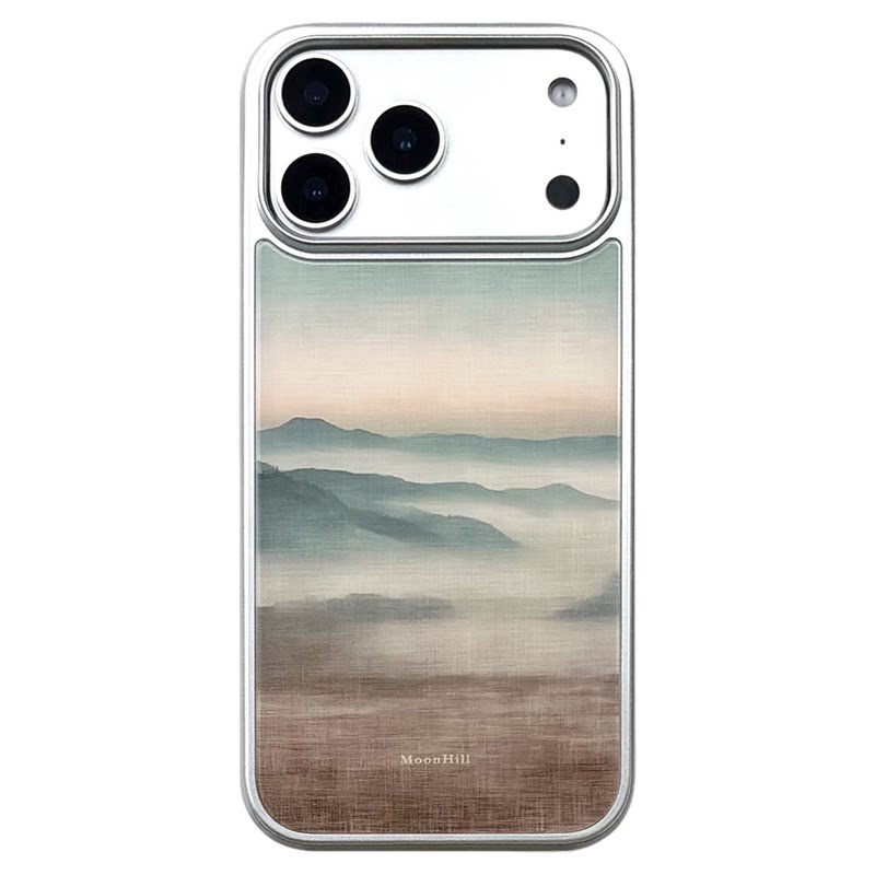 《晓山青》山月集新中式适用于iphone17pro苹果16/17华为小米安卓防滑碳纤维玻璃磁吸国风简约高级原创手机壳