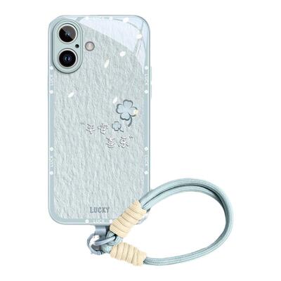 自带编织绳油画幸运四叶草玻璃壳