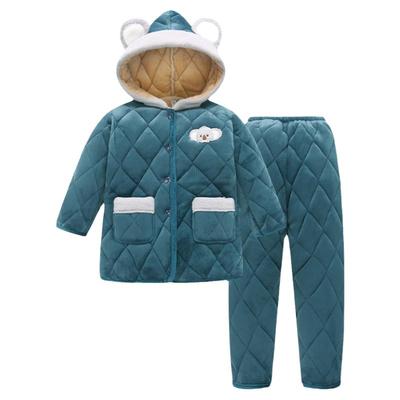 冬天儿童睡衣夹棉长款加绒