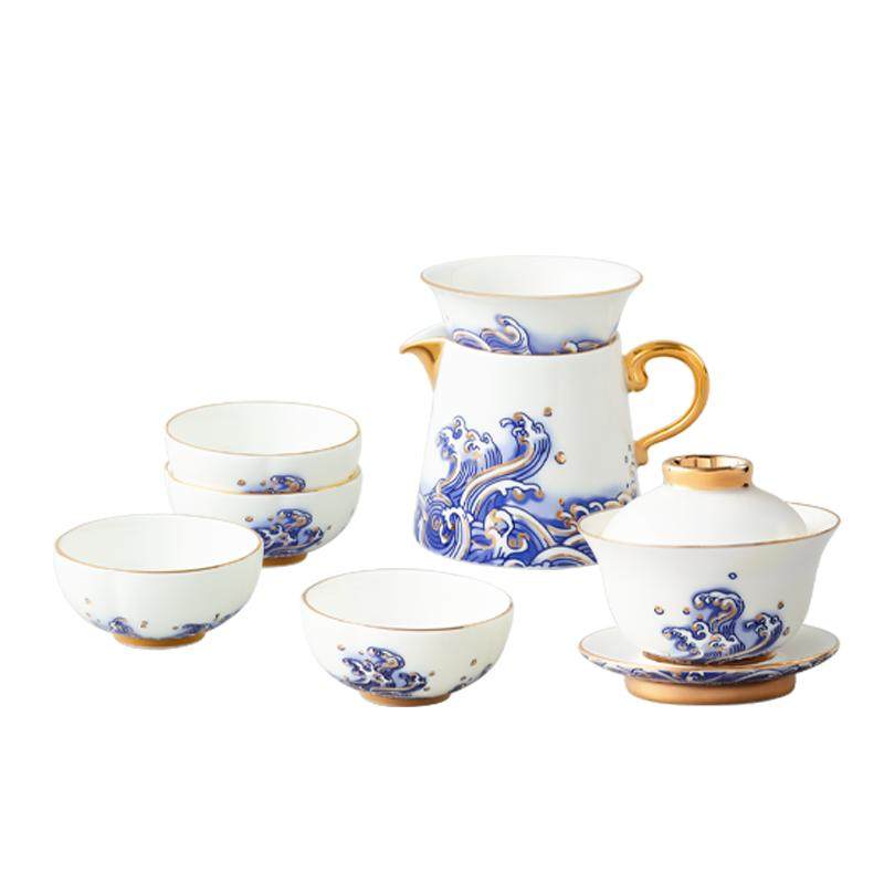 永丰源 海上明珠8头9头12头茶具套装 陶瓷三才盖碗茶杯公道杯礼盒