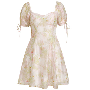 sincethen法式仙女碎花裙夏公主裙子短款连衣裙小个子短裙女夏季