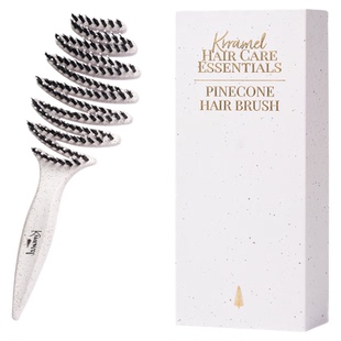 KRRAMEL梳子生日礼物松塔猪鬃毛梳子女按摩梳蓬松颅顶护发礼盒