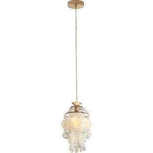 法式复古水晶吊灯轻奢唯美贝壳床头小吊灯客厅玄关阳台灯民宿吊灯