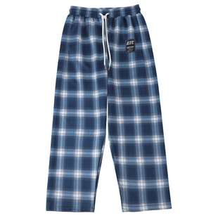 andtime秋冬新款黑白格子男美式篮球宽松直筒运动休闲裤九分长裤