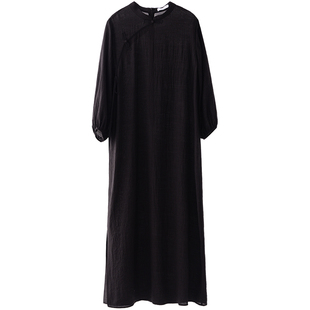 连衣裙中式设计感女装旗袍春夏秋新款长款宽松松弛高级气质黑色