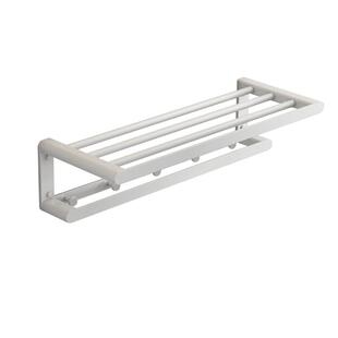 北欧白色浴巾架免打孔卫生间壁挂浴室置物架厕所洗手间墙上毛巾架