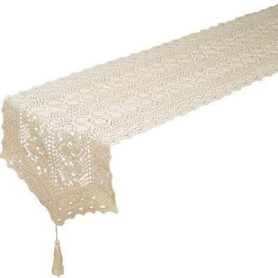 镂空桌旗钩针棉麻餐桌电视柜盖布