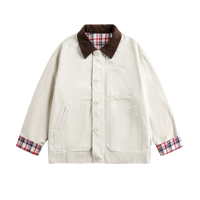 NEVERNEED巴恩风撞色翻领夹克男