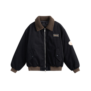 阿叔潮牌 美式尼料拼接工装夹克棉衣男冬季保暖百搭休闲棉服外套