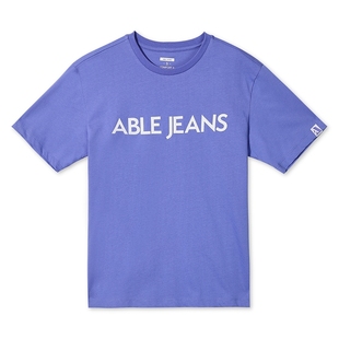 ABLE JEANS新款女士夏季都市休闲潮流上衣基础纯棉百搭短袖T恤