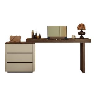 中古风翻盖实木梳妆台斗柜一体卧室2025新款现代简约高级感化妆桌