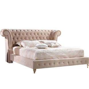 奢后/意大利进口磨砂皮大床/轻奢家具斯弛尔德驰米洛世家宝露斯居